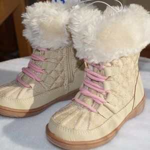 Girls Toddler Snow Boots-Size 7 NWT! Brown & Pink polka dots